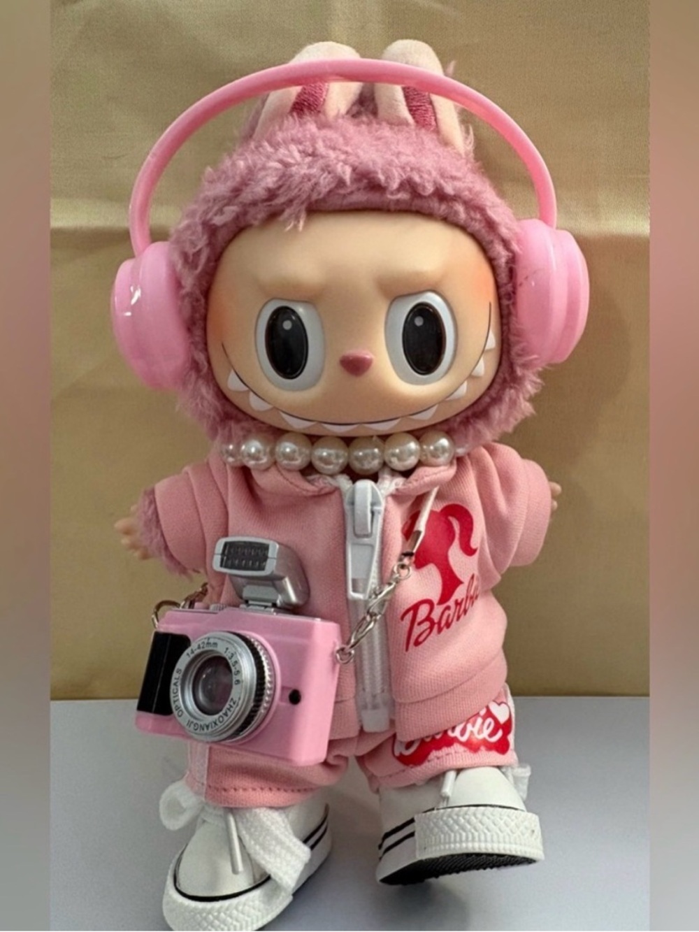Lycee Berry Macaron Labubu with full Barbie Jogging Fit! Fun Plush Pendant!